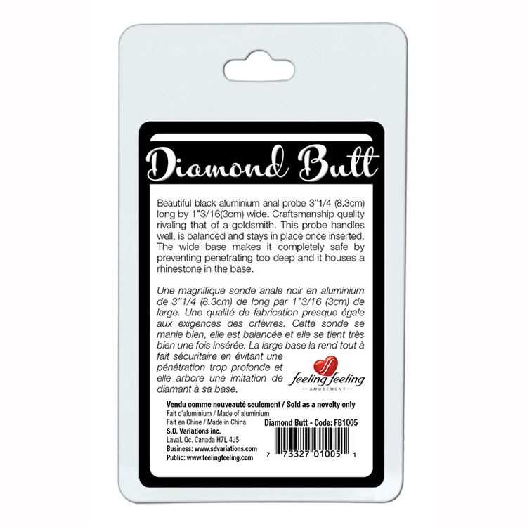 Image de DIAMOND BUTT PLUG ALUMINIUM 83MM X 30MM NOIR