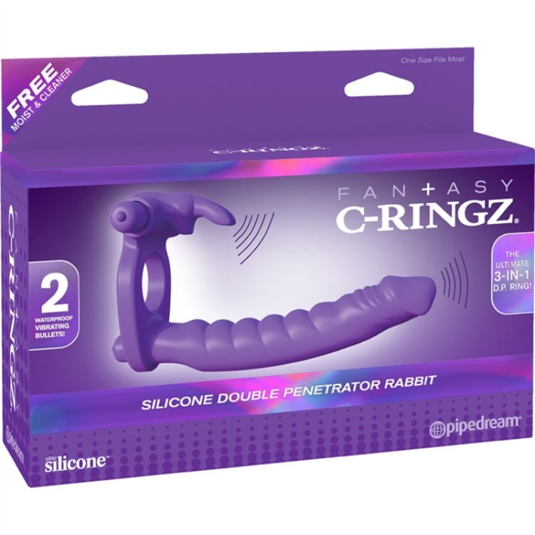 Image de C-RINGZ SILICONE DOUBLE PENETRATOR RABBIT MAUVE