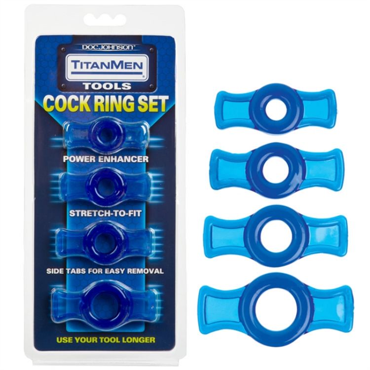 Image de TITANMEN TOOLS COCK RING SET BLEU