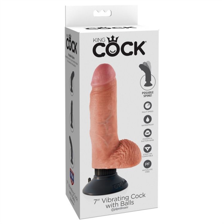 Image de KING COCK - 7" VIBRATING COCK WITH BALLS FLESH