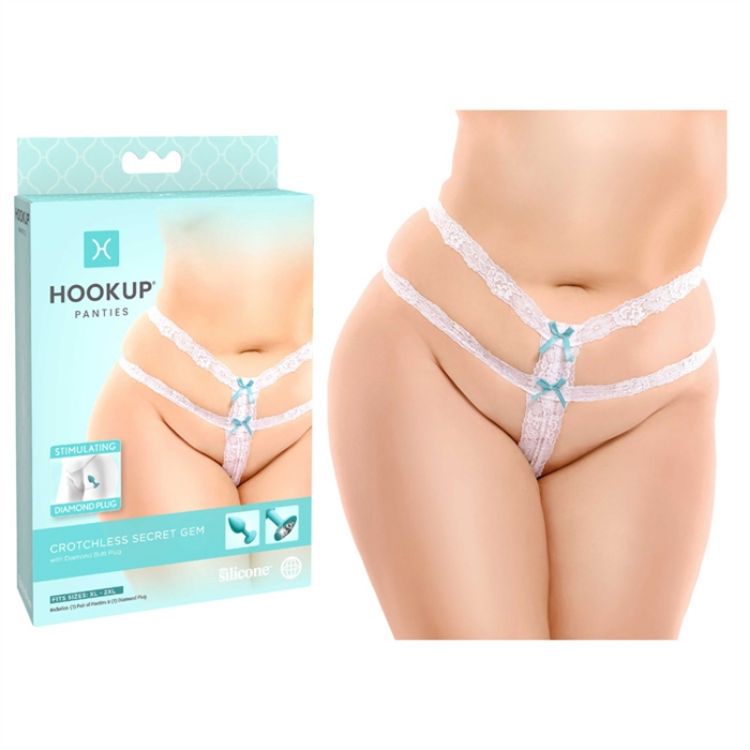 Image de Crotchless Secret Gem (XL-2XL) White