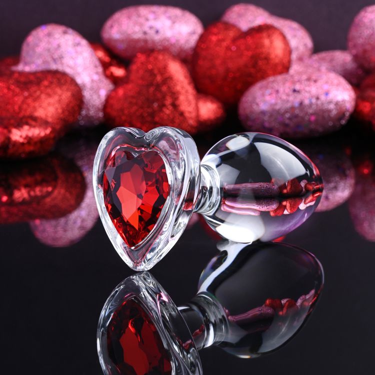 Image de Red Heart Gem Glass Plug - Medium