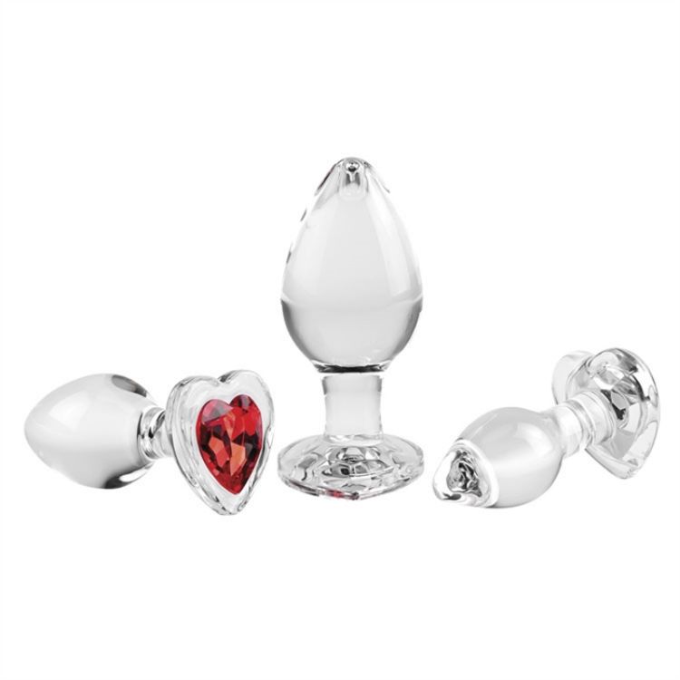 Image de Red Heart Gem Glass Plug Set