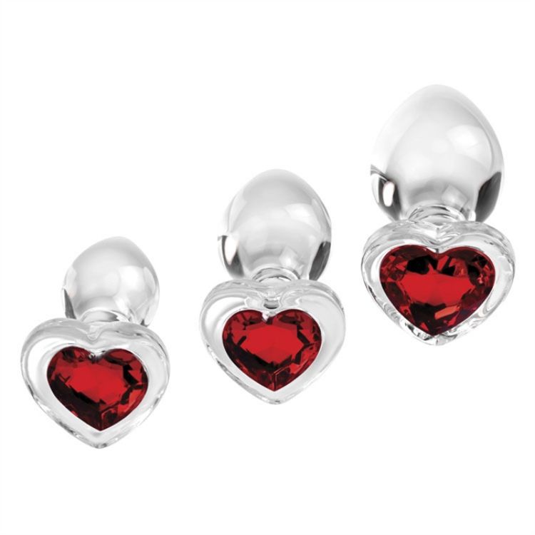 Image de Red Heart Gem Glass Plug Set