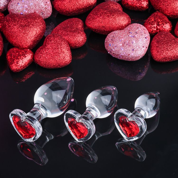 Image de Red Heart Gem Glass Plug Set