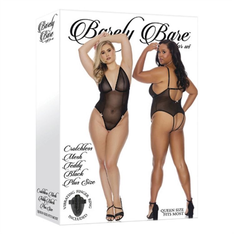 Image de Crotchless Mesh Teddy - Black - Plus Size