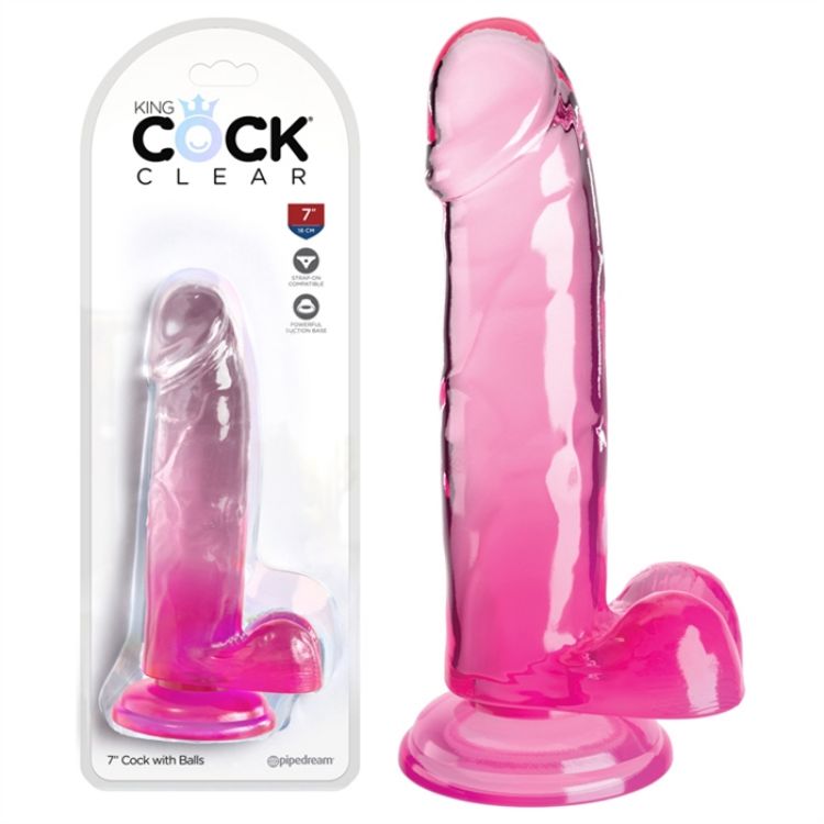 Image de King Cock Clear 7" With Balls - Pink