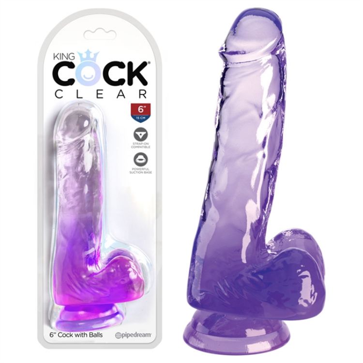 Image de King Cock Clear 6" With Balls - Purple