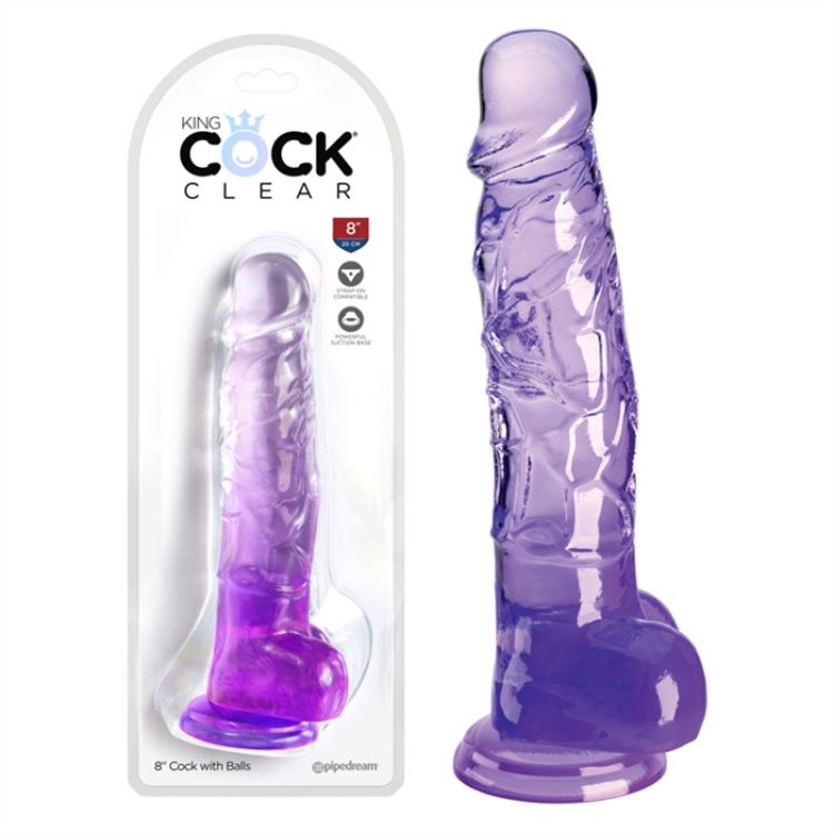 Image de King Cock Clear 8" With Balls - Purple