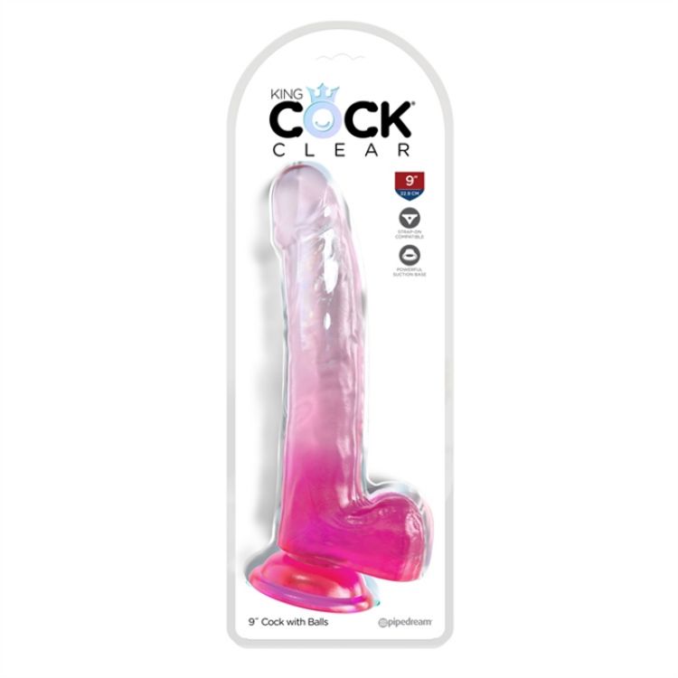 Image de King Cock Clear 9" With Balls - Pink