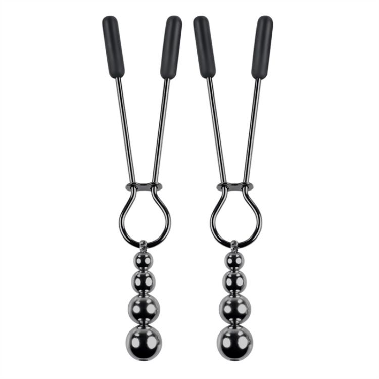 Image de Beaded Nipple Clamps - Black Chrome