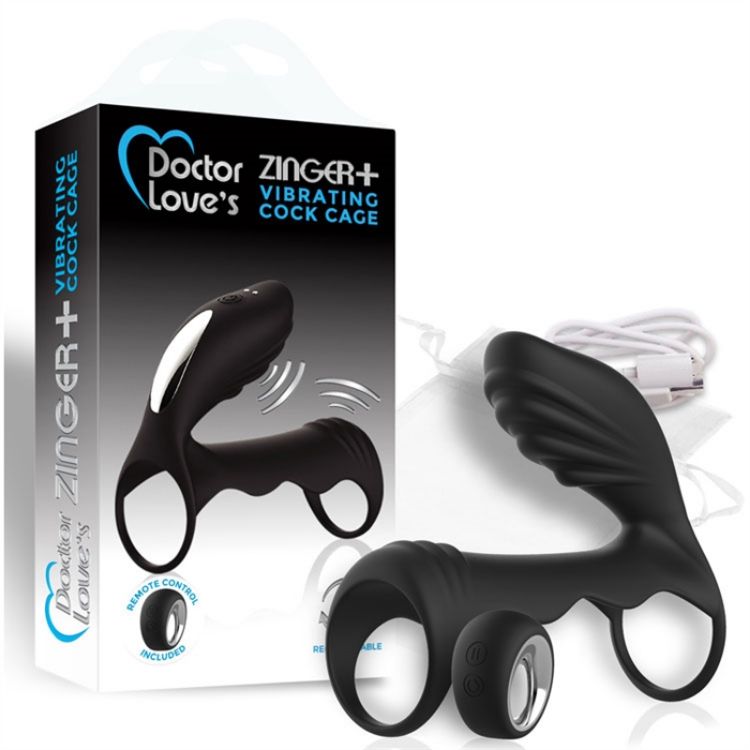 Image de DL - Zinger+ Cock Cage - Remote Rechargeable Black