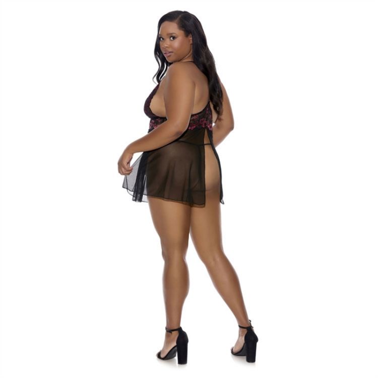 Image de Split Cup Baby Doll & G-String Panty - Plus Size